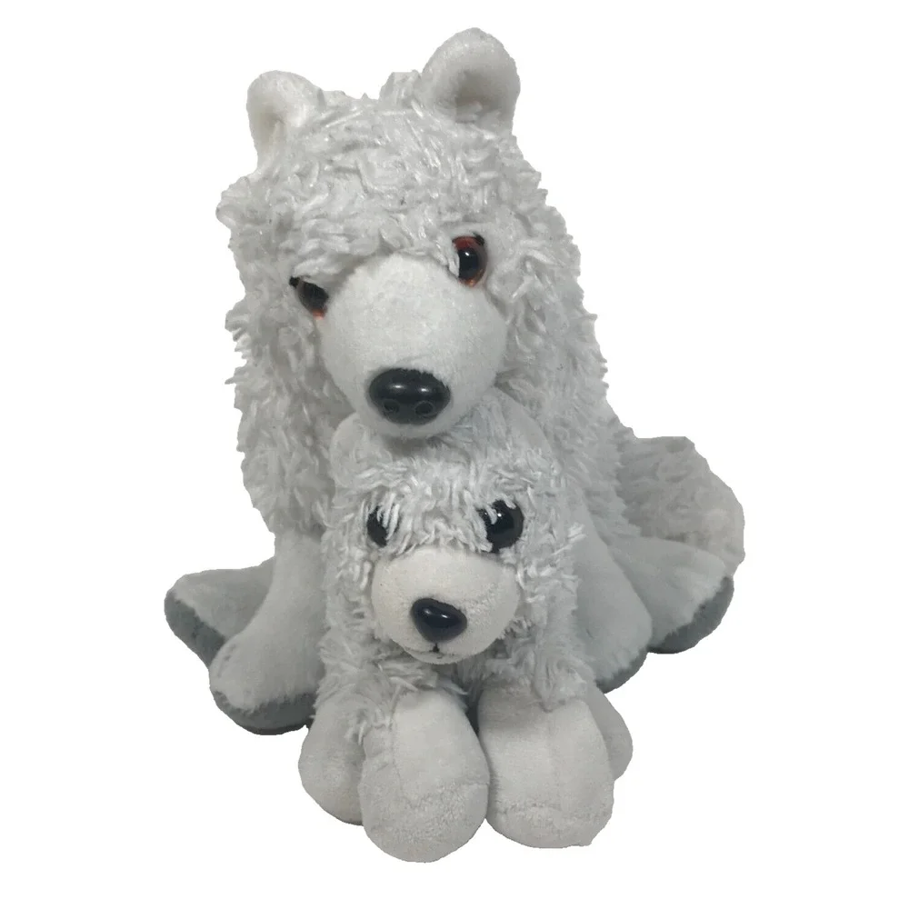Wild Republic Arctic Wolf Mother and Pup Plush Stuffed Animal Set White 12228